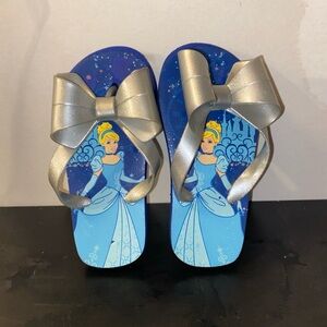 Disney Cinderella Blue Flip Flops with Silver Bow
